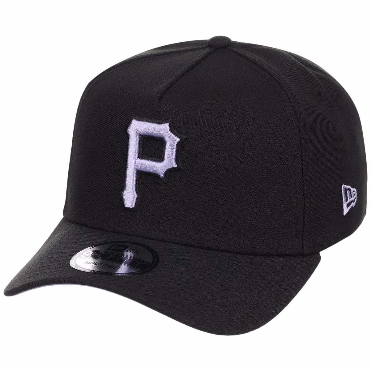 Pittsburgh Pirates MLB Black x Lavender FASHION CORE New Era 9FORTY A-Frame detail view
