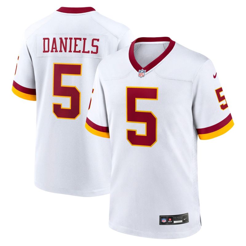 Jayden Daniels #5 Washington Commanders Game NFL Jersey White view 1