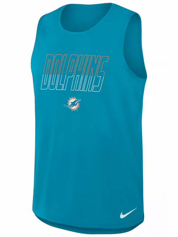 Miami Dolphins Miler Dri-FIT NFL Muscle Tank Top Aqua view 1