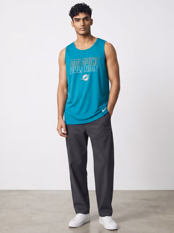 Miami Dolphins Miler Dri-FIT NFL Muscle Tank Top Aqua view 3