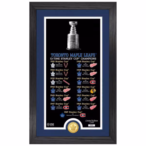 Toronto Maple Leafs Stanley Cup Legacy Bronze Coin Framed NHL Photo view 1
