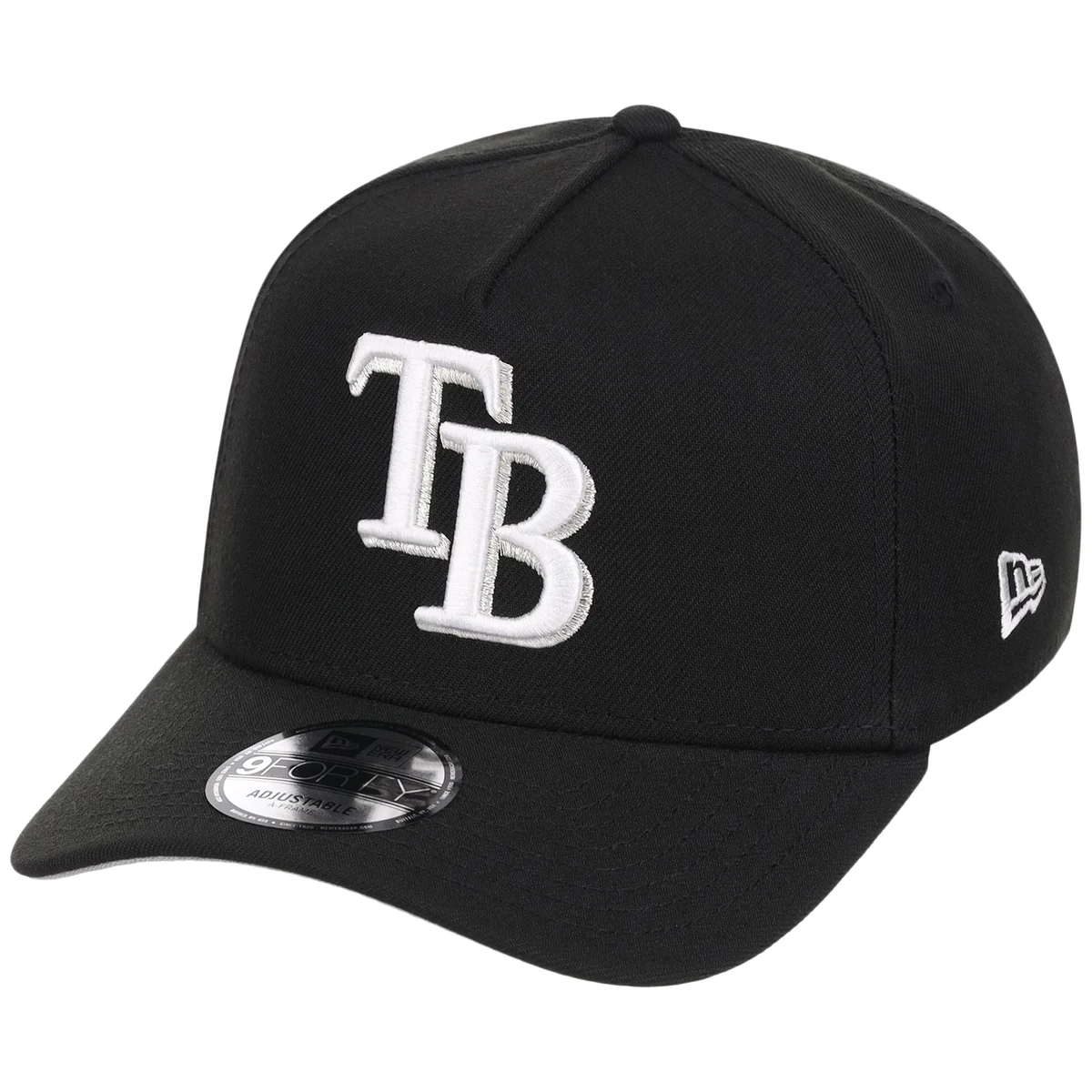 Tampa Bay Rays MLB Black x White FASHION CORE New Era 9FORTY A-Frame detail view