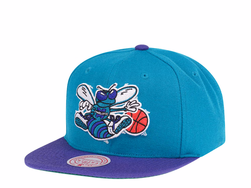 Mitchell & Ness Charlotte Hornets Team Two Tone Hardwood Classics Snapback Hat front