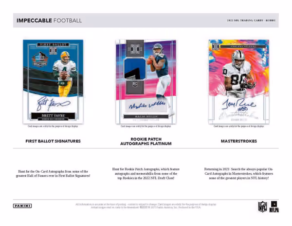2022 Panini Impeccable Football NFL Hobby Box view 3