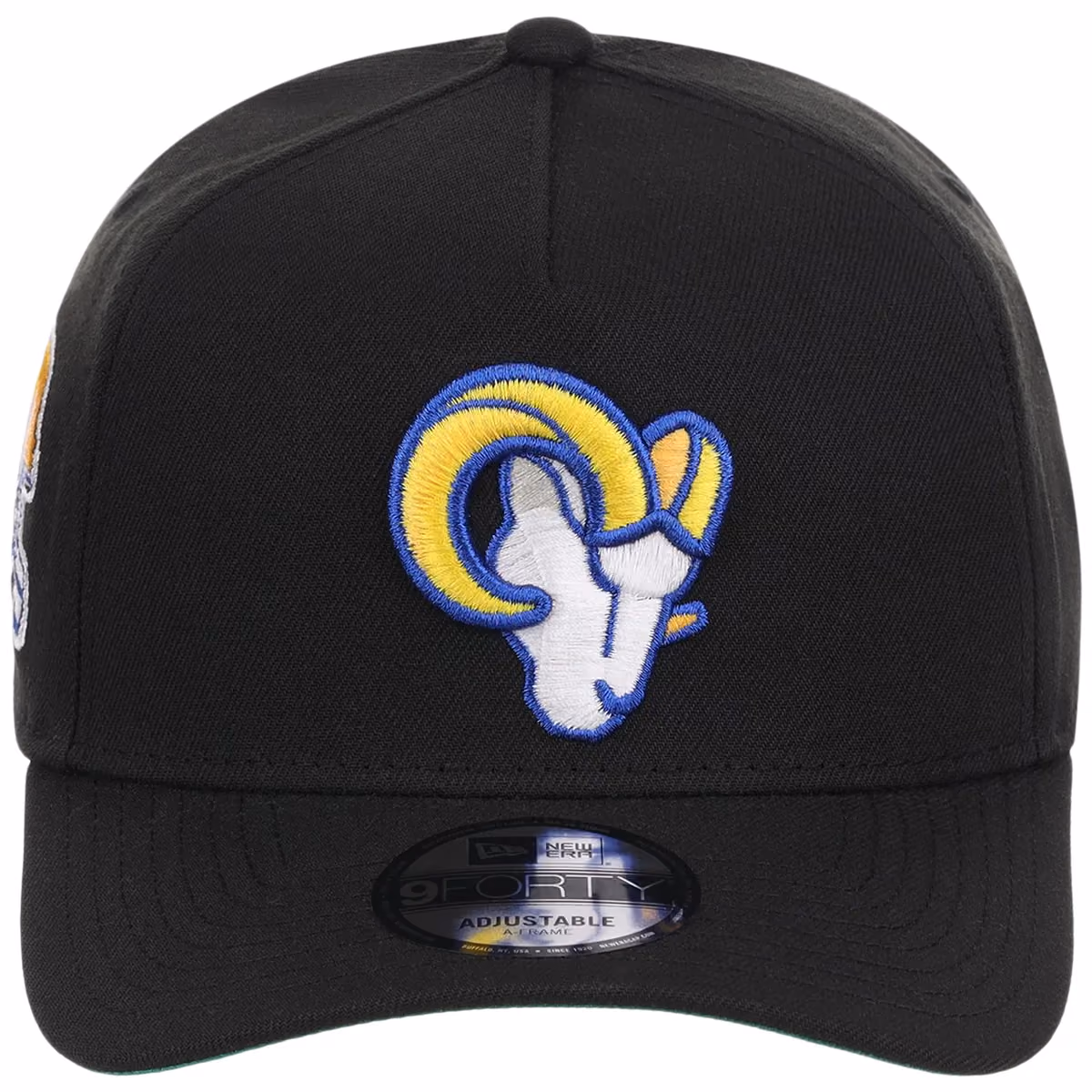 Los Angeles Rams NFL Black Dome New Era 9FORTY A-Frame detail view