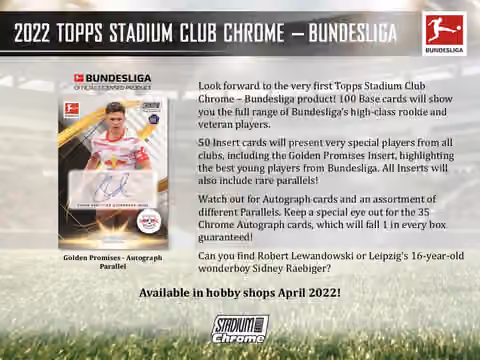 2021/22 Topps Stadium Club Chrome Bundesliga Soccer Hobby Box view 3
