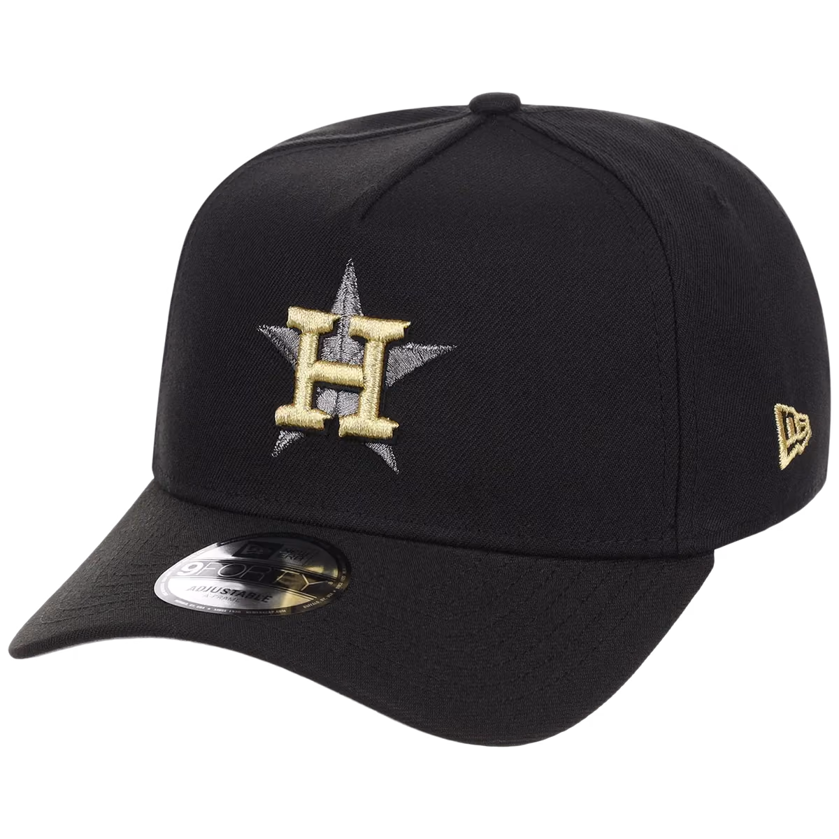 Houston Astros MLB Black x Gold FASHION CORE New Era 9FORTY A-Frame detail view