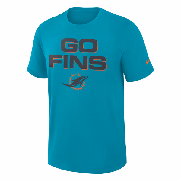 Miami Dolphins 2025 Rivalries Dri-FIT Slub NFL T-Shirt Aqua view 1