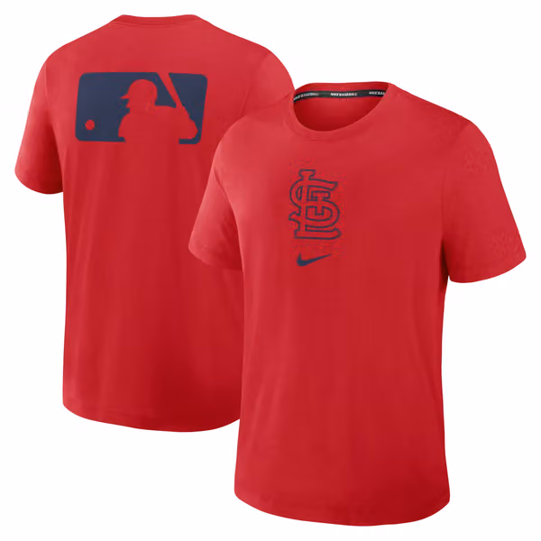 St. Louis Cardinals Early Work 2025 MLB Authentic Nike Tri-Blend T-Shirt Red view 1
