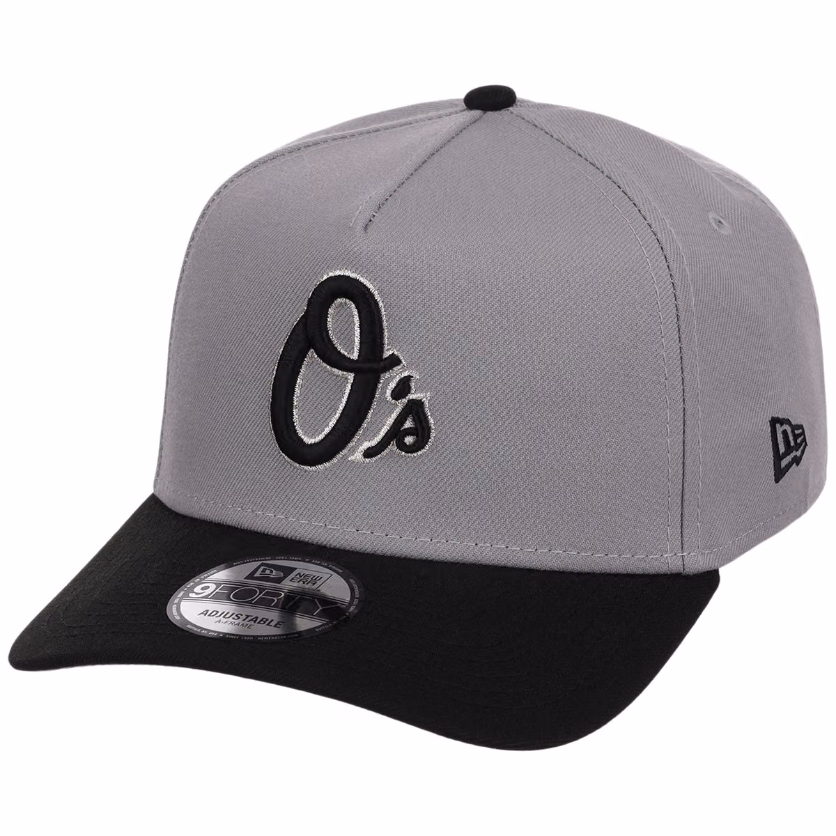 Baltimore Orioles MLB Gray x Black FASHION CORE New Era 9FORTY A-Frame detail view
