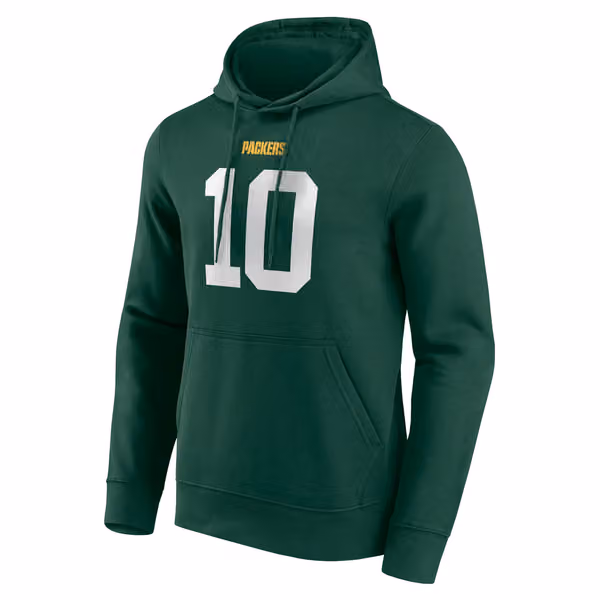 Jordan Love #10 Green Bay Packers Player NFL Hoodie Green view 2