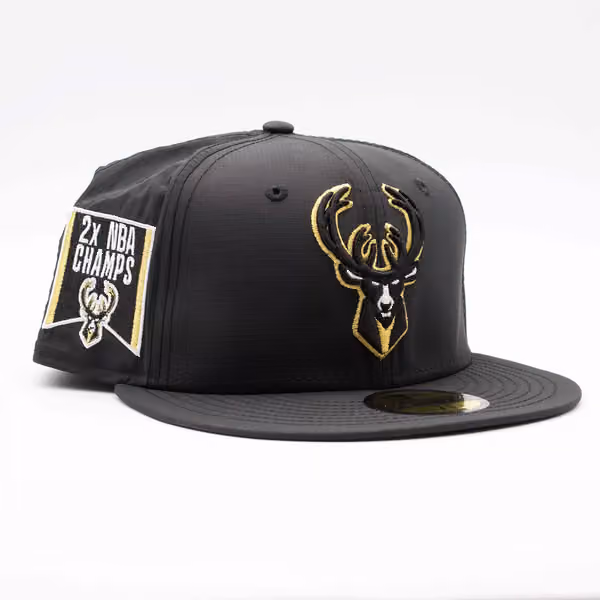 Milwaukee Bucks 2x NBA Champs Ripstop 59FIFTY Fitted Cap Black product photo
