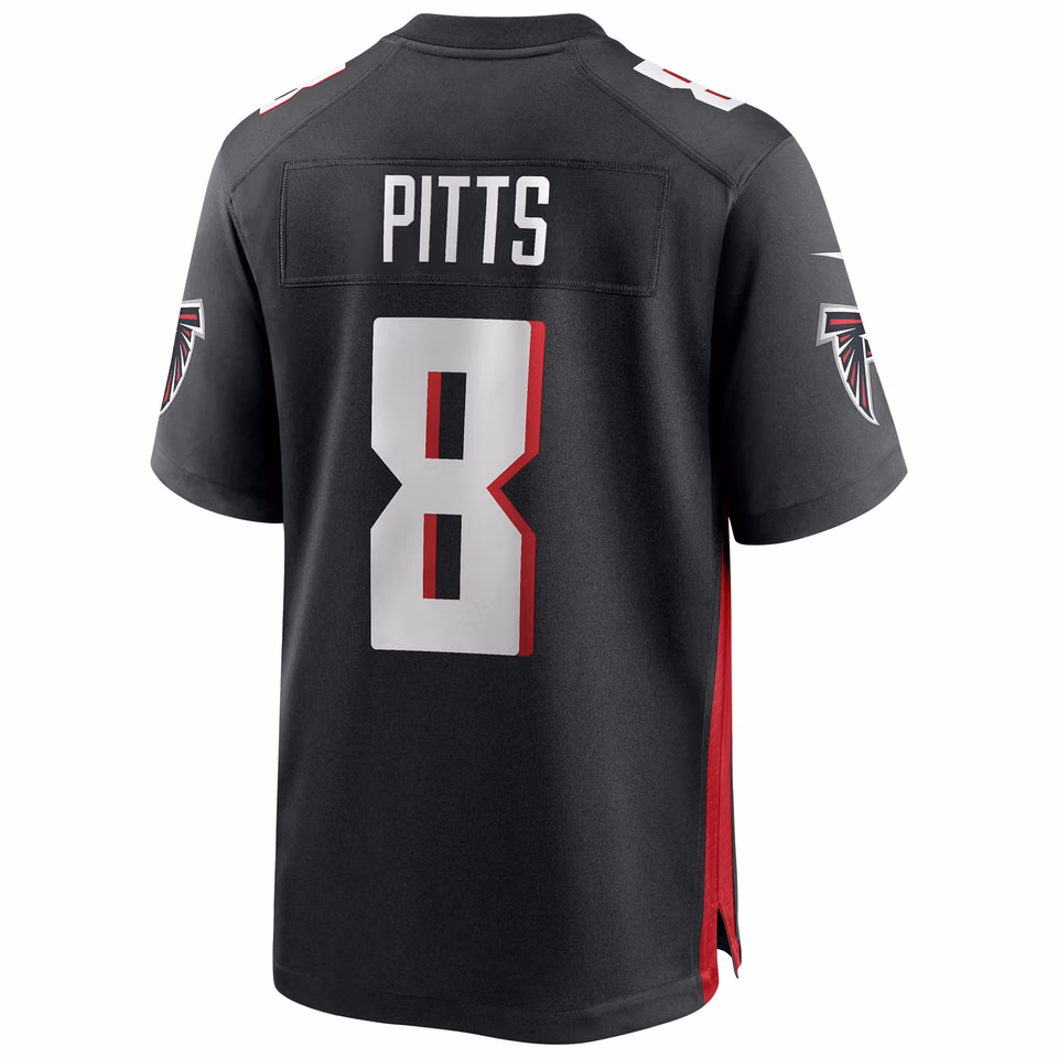 Kyle Pitts #8 Atlanta Falcons Nike Game NFL Football Jersey Black view 3
