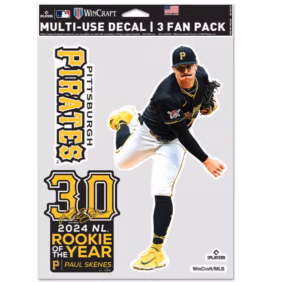 Paul Skeenes #30 Pittsburgh Pirates Player MLB Decals Set (3 Pcs.) view 1