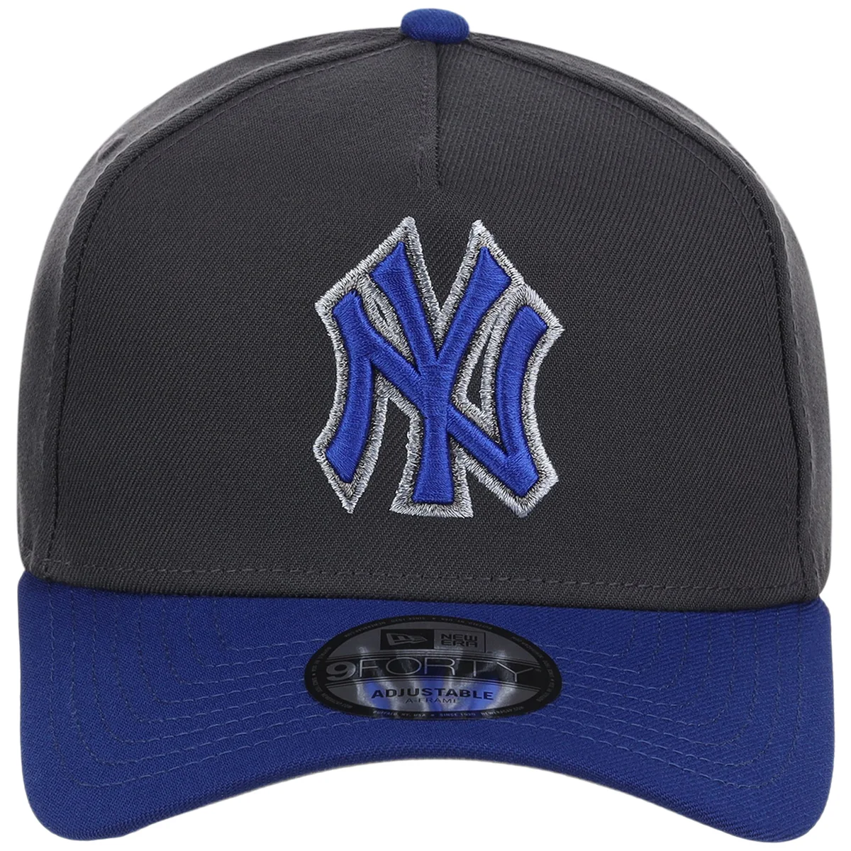 New York Yankees MLB Graphite x Royal FASHION CORE New Era 9FORTY A-Frame detail view
