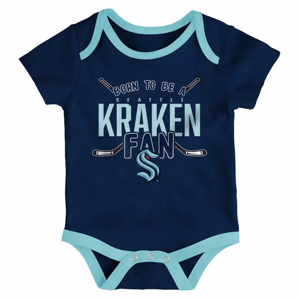 Seattle Kraken Game Time NHL Baby Bodysuit Set (3-Piece) view 2