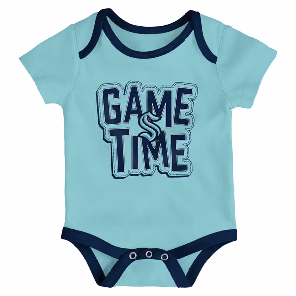 Seattle Kraken Game Time NHL Baby Bodysuit Set (3-Piece) view 3