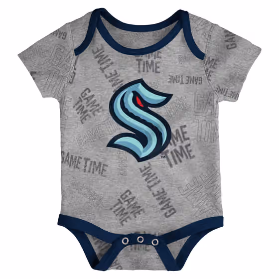 Seattle Kraken Game Time NHL Baby Bodysuit Set (3-Piece) view 4