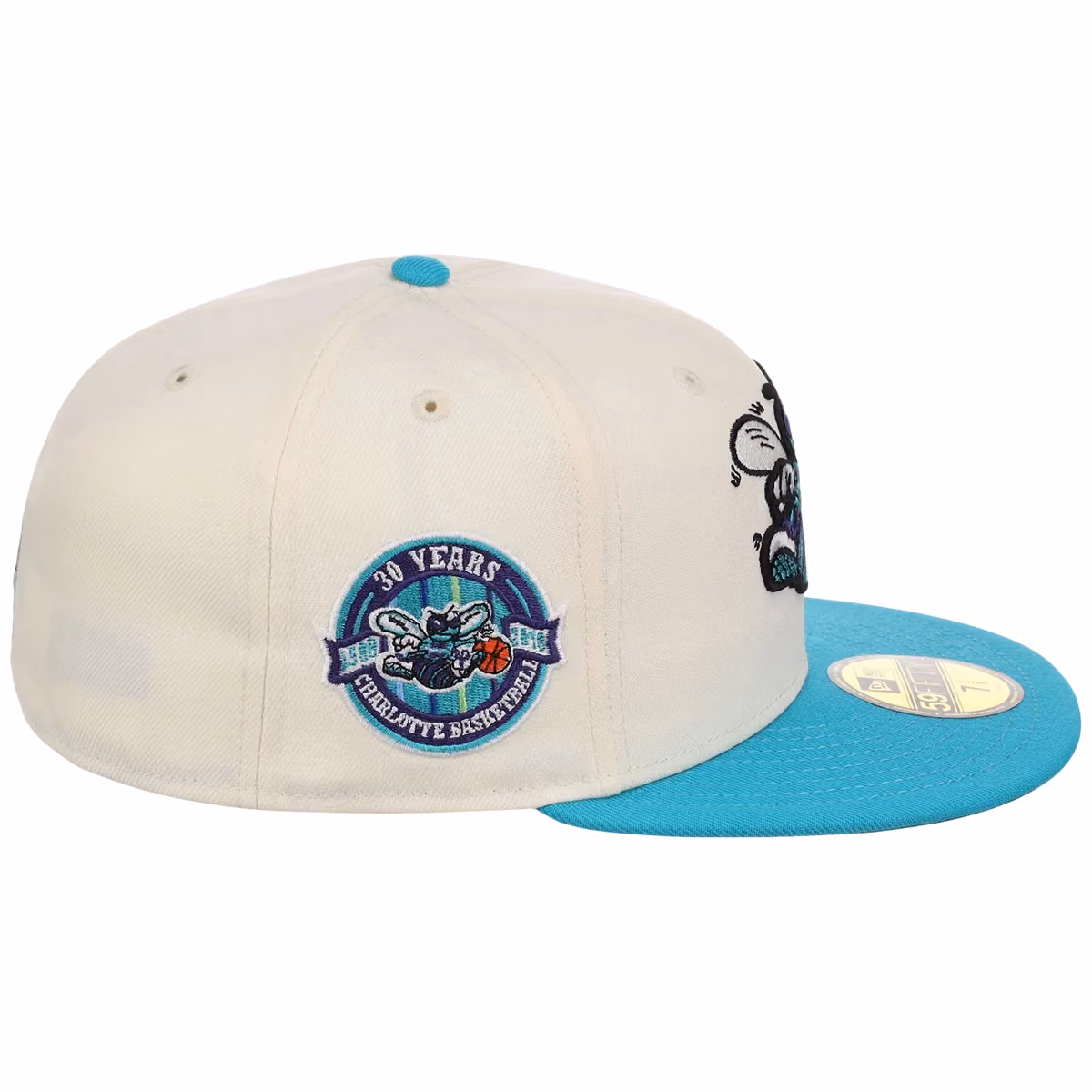 Charlotte Hornets NBA Chrome OTC New Era 59FIFTY (Chrome/Teal) detail view