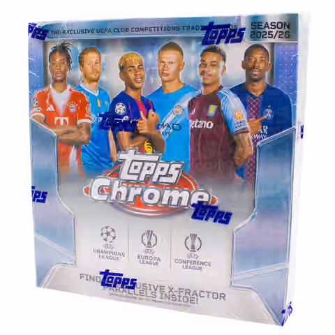 2025/26 Topps Chrome UEFA Club Competitions Football Mega Box view 1