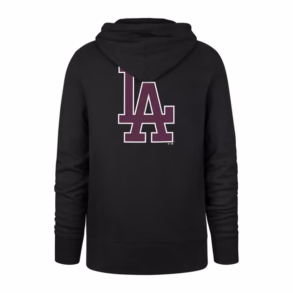 Los Angeles Dodgers Wordmark Backer '47 Burnside MLB Hoodie Black view 2
