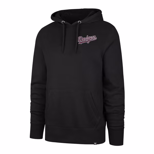 Los Angeles Dodgers Wordmark Backer '47 Burnside MLB Hoodie Black view 1