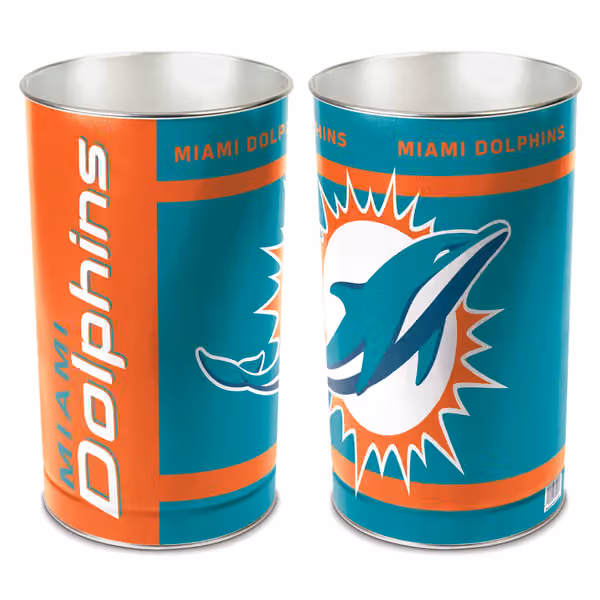 Miami Dolphins Metal NFL Wastebasket view 1