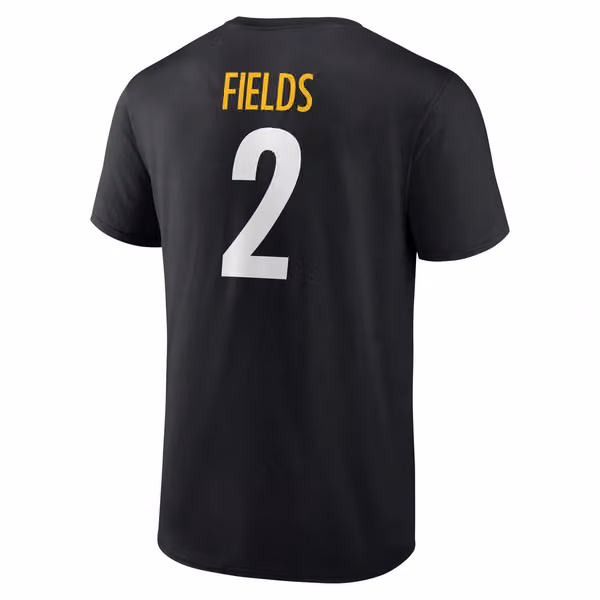 Justin Fields #2 Pittsburgh Steelers Player NFL T-Shirt Black view 3
