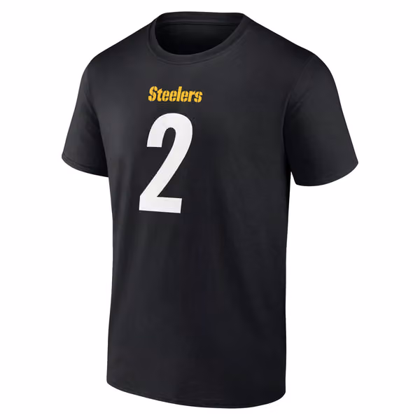 Justin Fields #2 Pittsburgh Steelers Player NFL T-Shirt Black view 2