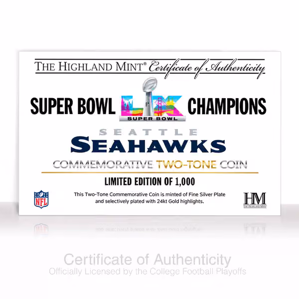 Seattle Seahawks Super Bowl LX Champions Gold & Silver 2-Tone Coin view 3