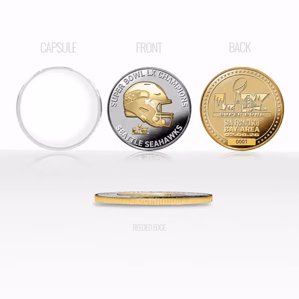 Seattle Seahawks Super Bowl LX Champions Gold & Silver 2-Tone Coin view 2