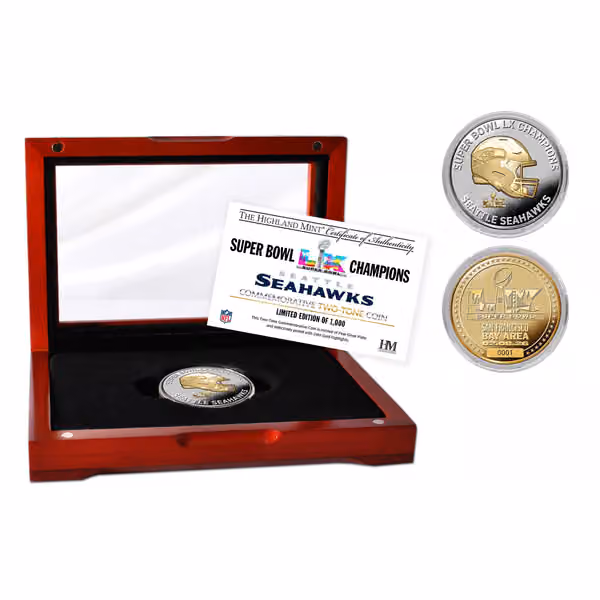 Seattle Seahawks Super Bowl LX Champions Gold & Silver 2-Tone Coin view 1