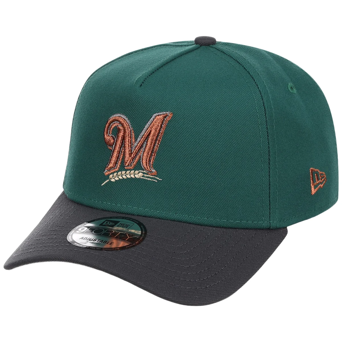 Milwaukee Brewers MLB Emerald Graphite New Era 9FORTY detail view