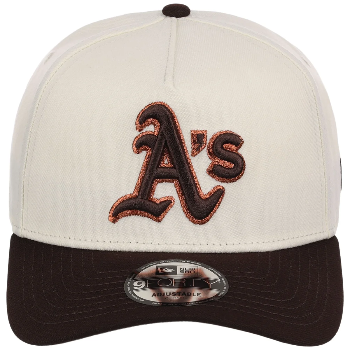 Oakland Athletics MLB Chrome x Burnt Wood FASHION CORE New Era 9FORTY A-Frame detail view