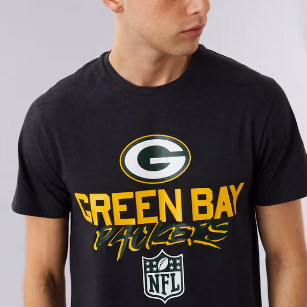 Green Bay Packers Script New Era NFL T-Shirt Black view 5
