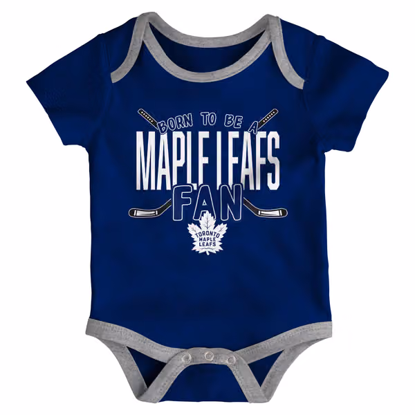 Toronto Maple Leafs Game Time NHL Baby Bodysuit Set (3-Piece) view 2