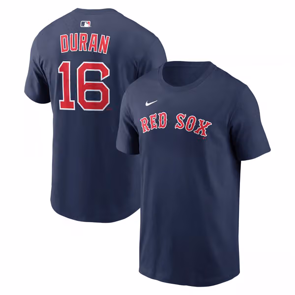 Jarren Duran #16 Boston Red Sox Player MLB T-Shirt Navy view 1