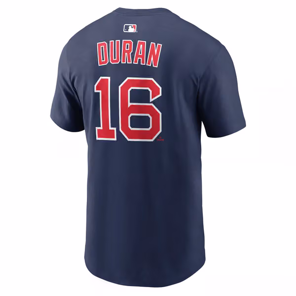 Jarren Duran #16 Boston Red Sox Player MLB T-Shirt Navy view 3