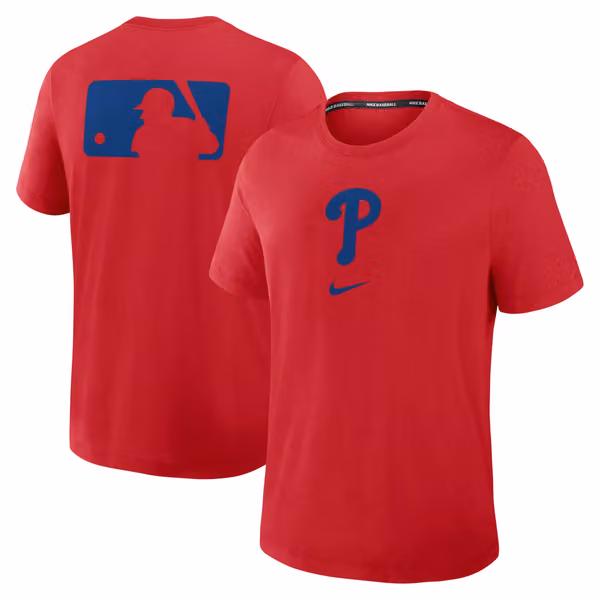 Philadelphia Phillies Early Work 2025 MLB Authentic Nike Tri-Blend T-Shirt Red view 1