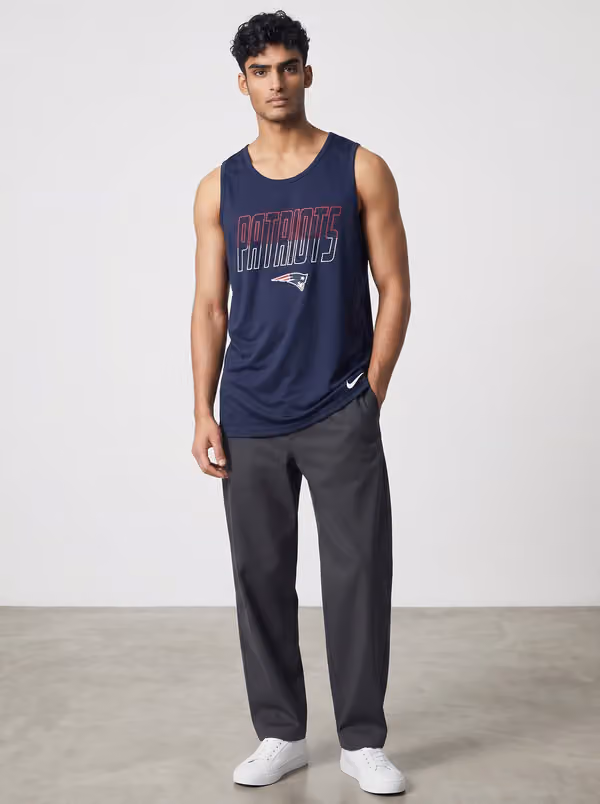New England Patriots Miler Dri-FIT NFL Muscle Tank Top Navy view 3