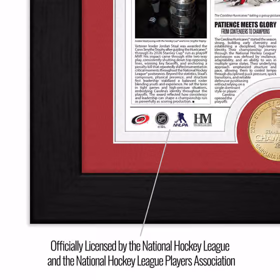 Carolina Hurricanes 2026 Stanley Cup Champions Bronze Coin Framed Newspaper Photo view 3