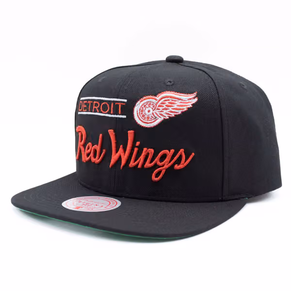 Detroit Red Wings Retro Lock Up Mitchell & Ness Snapback NHL Cap Black product photo