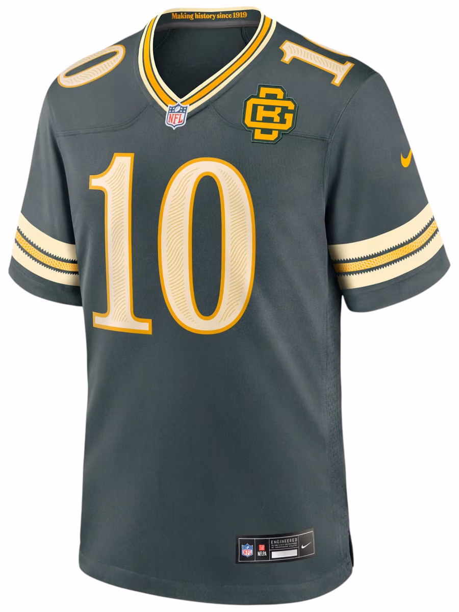 Jordan Love #10 Green Bay Packers 2026 Rivalries Game NFL Jersey Green view 2