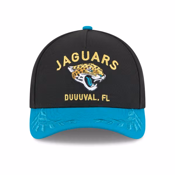 Jacksonville Jaguars 2025 NFL Draft 9FORTY M-Crown A-Frame Snapback Cap Black view 3