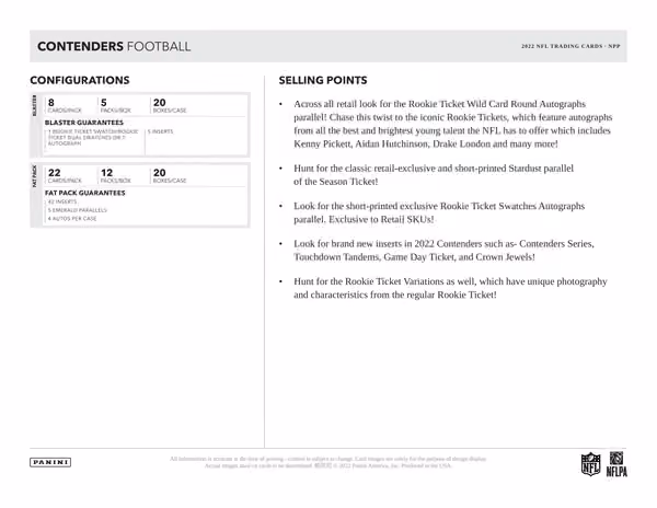2022 Panini Contenders Football NFL Jumbo Value Fat-Pack Box view 6