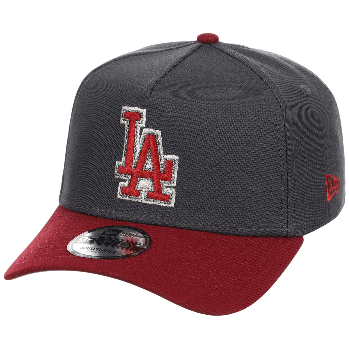 Los Angeles Dodgers MLB Graphite x Cardinal FASHION CORE New Era 9FORTY A-Frame detail view