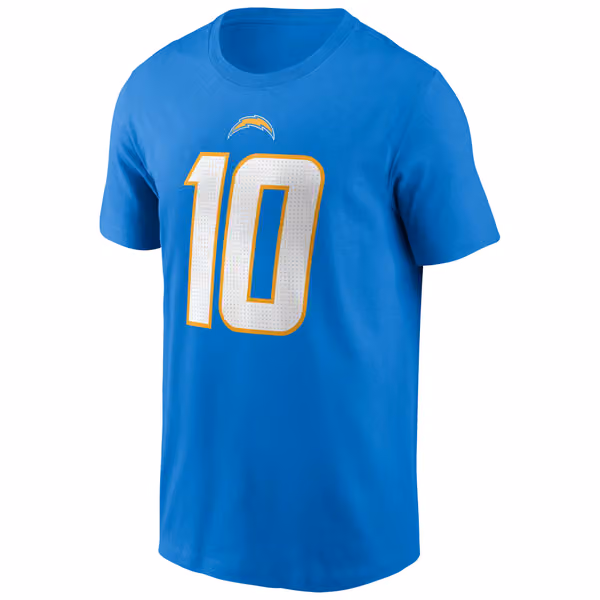 Justin Herbert #10 Los Angeles Chargers Nike Player NFL T-Shirt Blue view 2