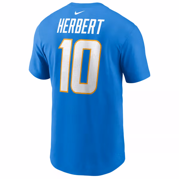 Justin Herbert #10 Los Angeles Chargers Nike Player NFL T-Shirt Blue view 3