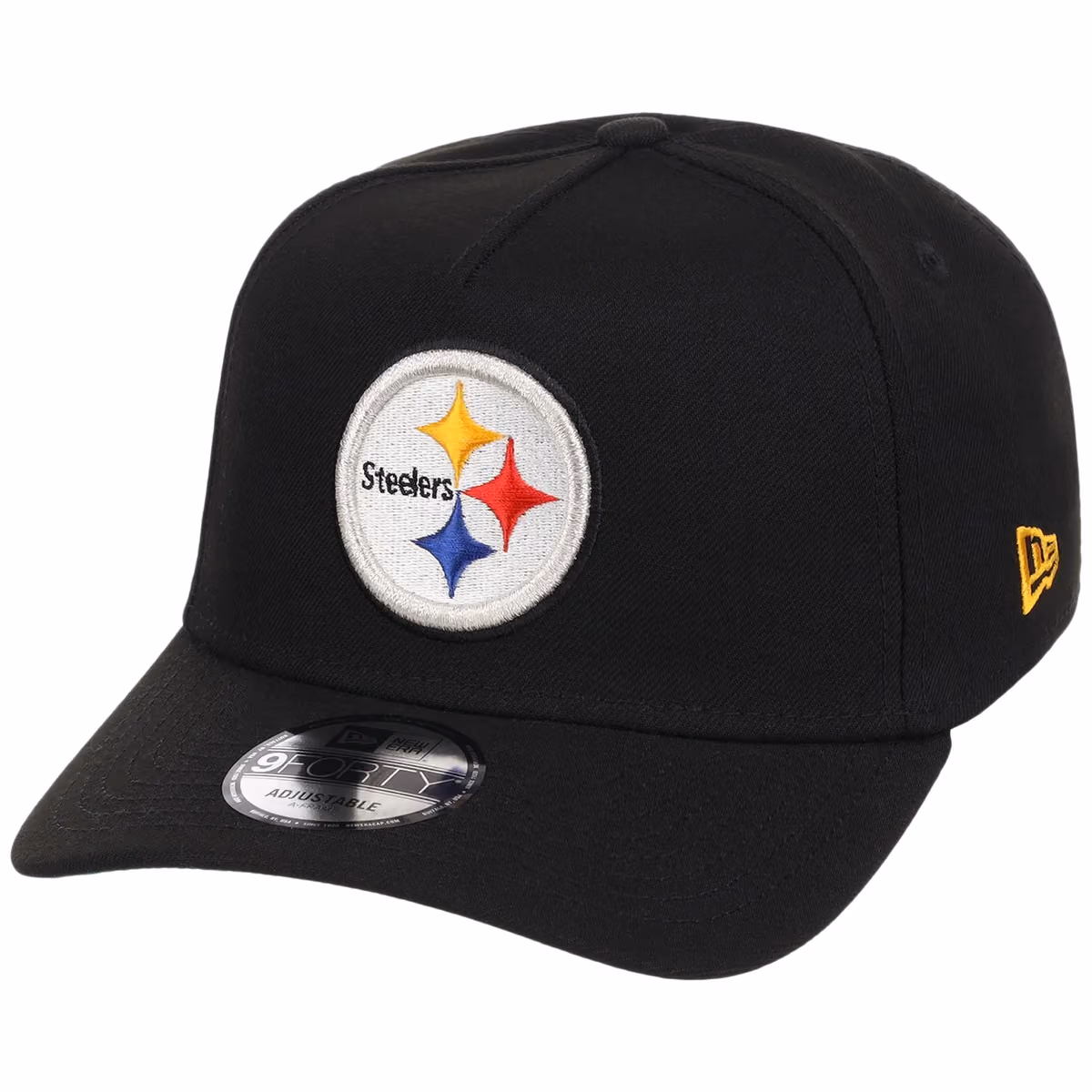 Pittsburgh Steelers NFL Black Dome New Era 9FORTY A-Frame detail view