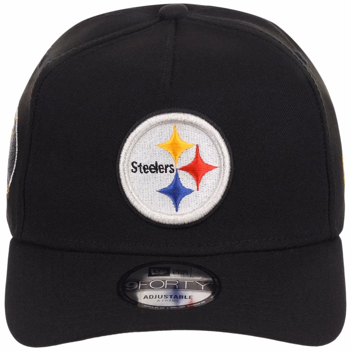 Pittsburgh Steelers NFL Black Dome New Era 9FORTY A-Frame detail view